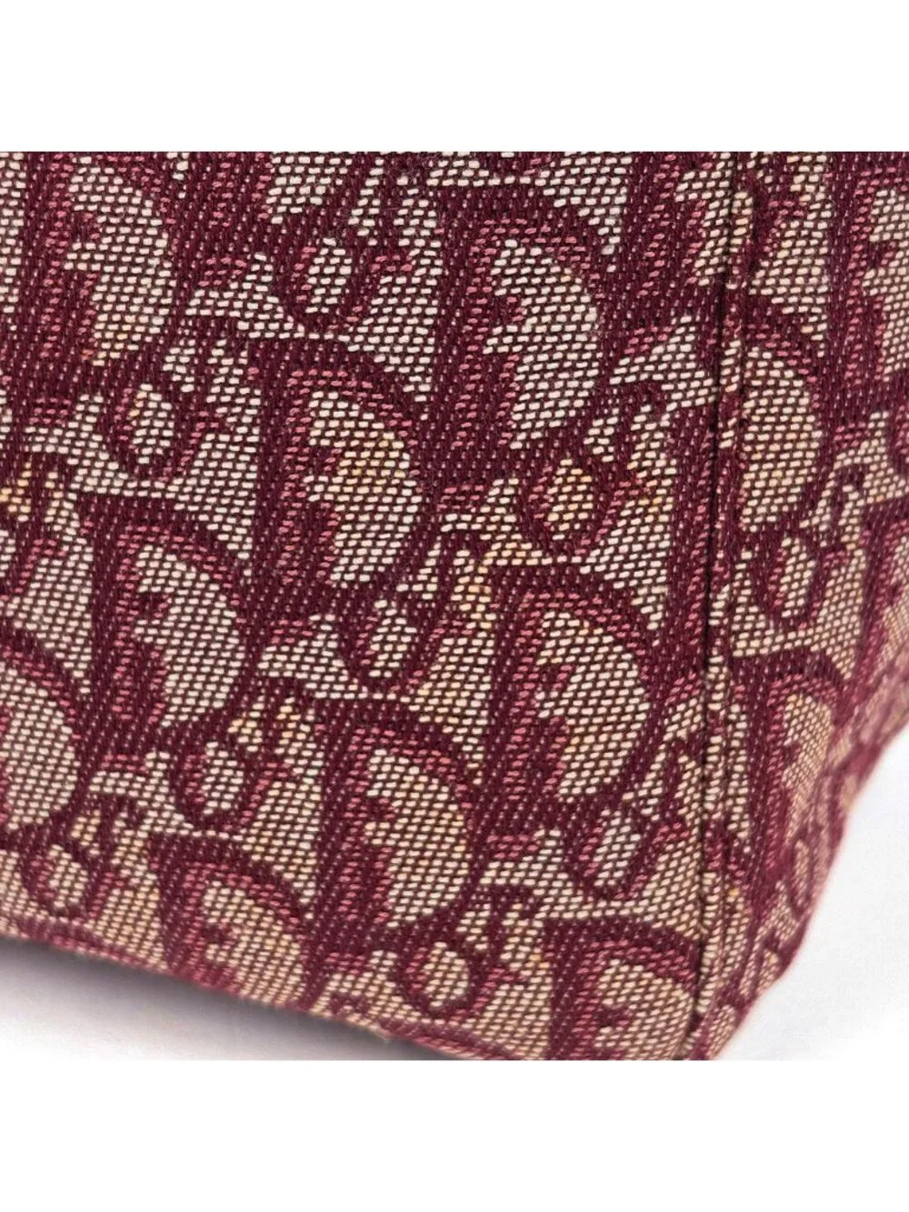 Dior Tote Bag Trotter Pattern Canvas Bordeaux